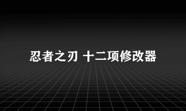 忍者之刃 十二项修改器