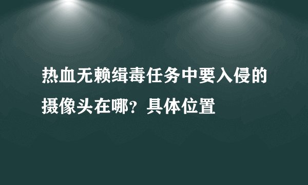 热血无赖缉毒任务中要入侵的摄像头在哪?具体位置