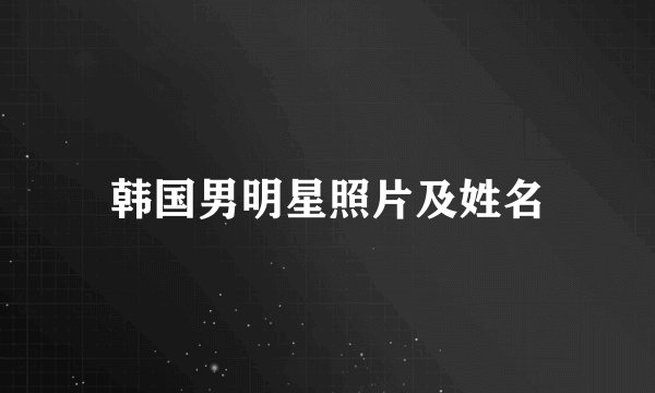 韩国男明星照片及姓名