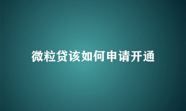 微粒贷该如何申请开通