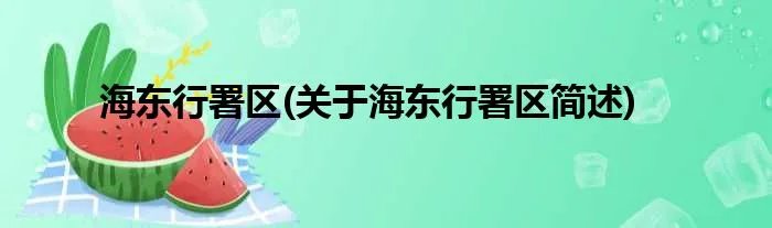 海东行署区(关于海东行署区简述)