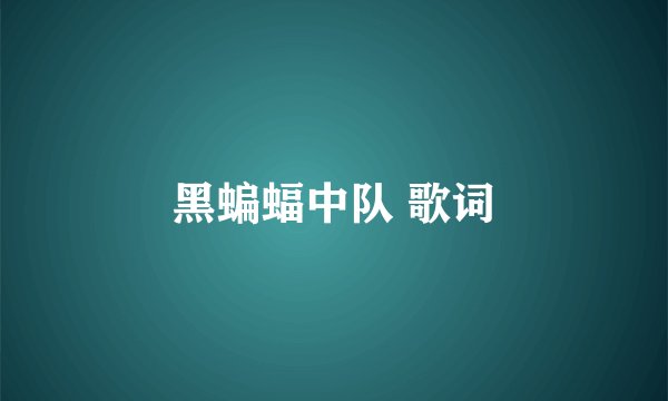 黑蝙蝠中队 歌词