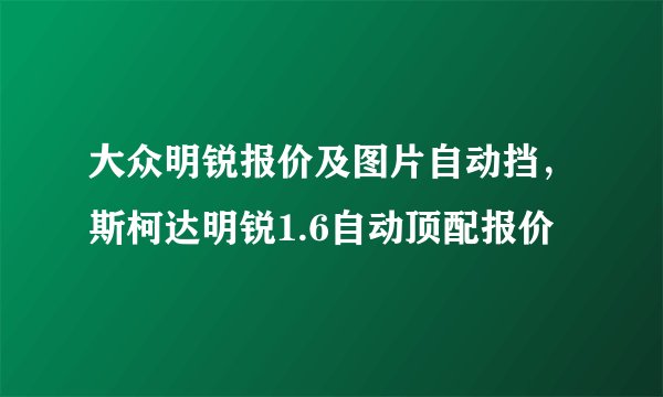 大众明锐报价及图片自动挡,斯柯达明锐1.6自动顶配报价