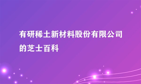 有研稀土新材料股份有限公司的芝士百科