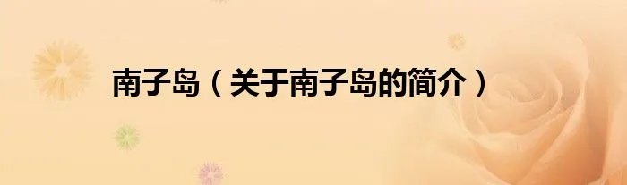 南子岛（关于南子岛的简介）