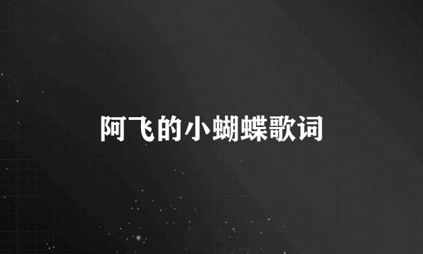 阿飞的小蝴蝶歌词