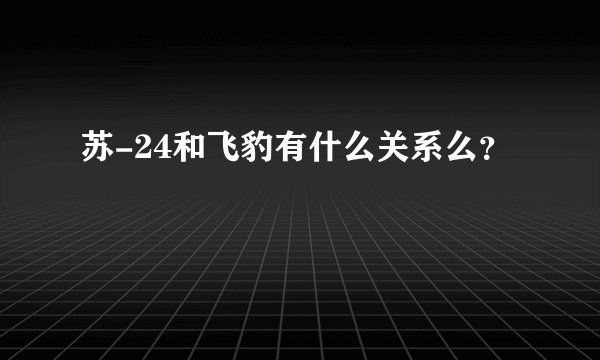 苏-24和飞豹有什么关系么？