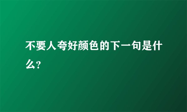不要人夸好颜色的下一句是什么？