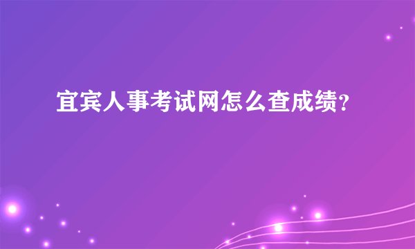 宜宾人事考试网怎么查成绩？