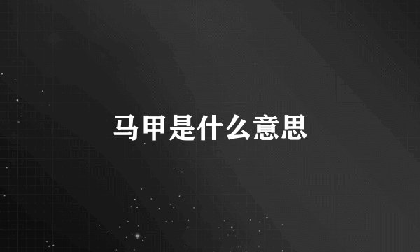 马甲是什么意思