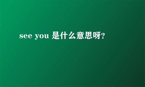 see you 是什么意思呀？
