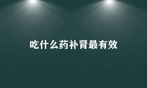 吃什么药补肾最有效