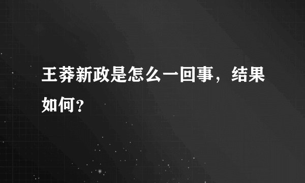 王莽新政是怎么一回事,结果如何?