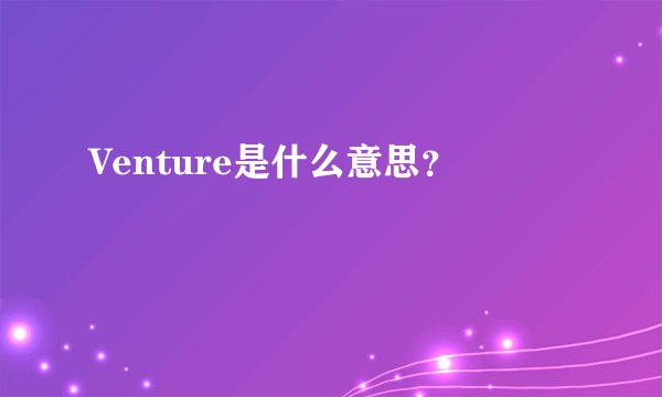 Venture是什么意思?