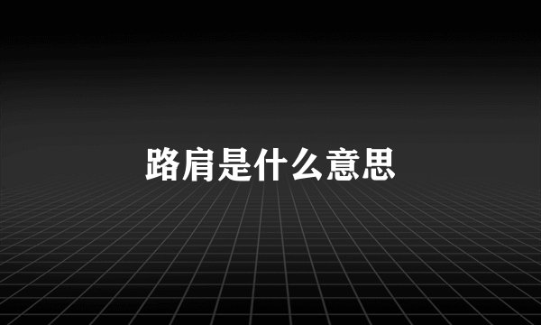 路肩是什么意思