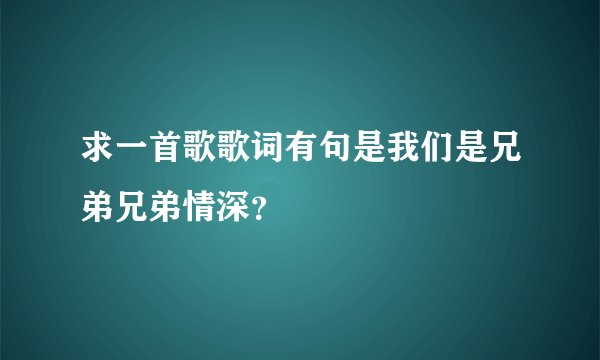 求一首歌歌词有句是我们是兄弟兄弟情深?