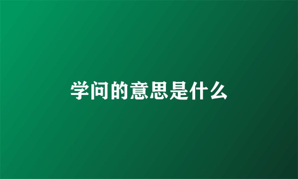 学问的意思是什么