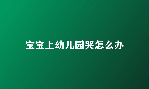 宝宝上幼儿园哭怎么办