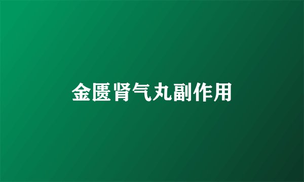 金匮肾气丸副作用