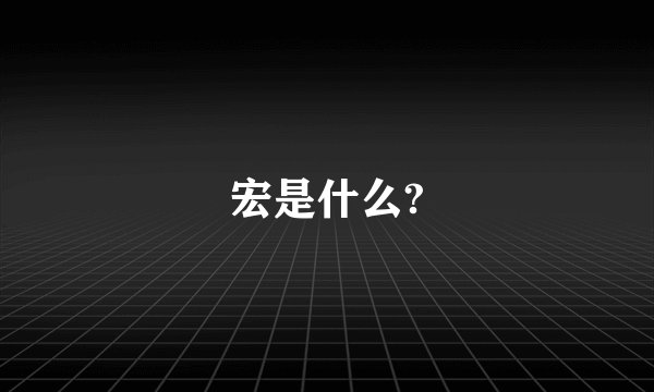 宏是什么?