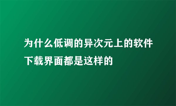 为什么低调的异次元上的软件下载界面都是这样的