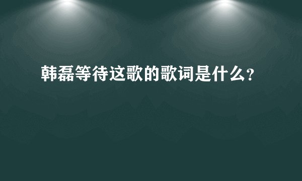 韩磊等待这歌的歌词是什么？