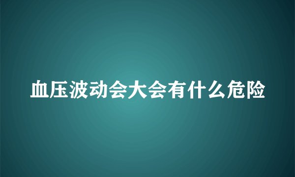 血压波动会大会有什么危险