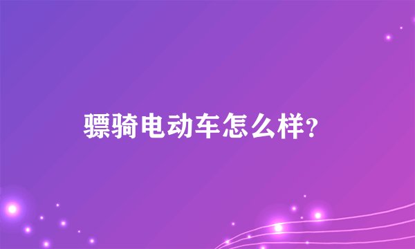 骠骑电动车怎么样？