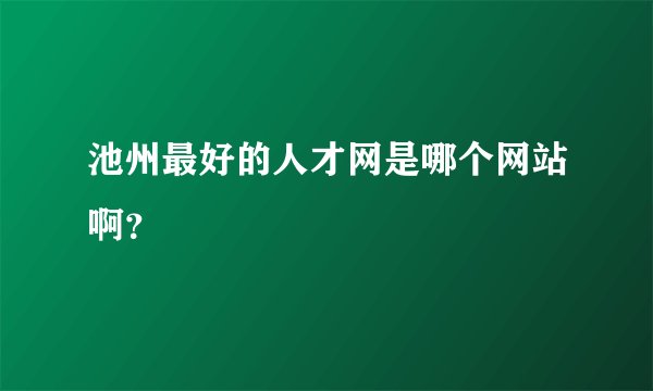 池州最好的人才网是哪个网站啊？