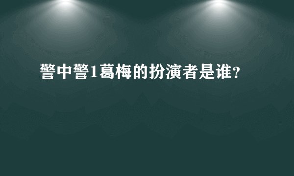 警中警1葛梅的扮演者是谁?