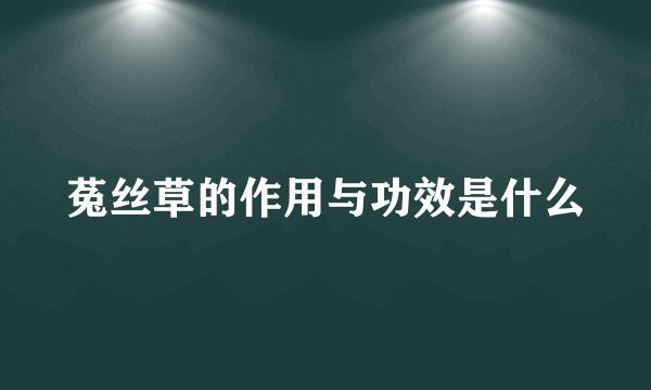 菟丝草的作用与功效是什么