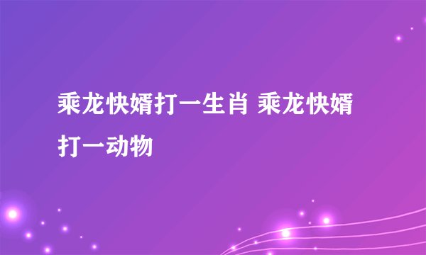 乘龙快婿打一生肖 乘龙快婿打一动物