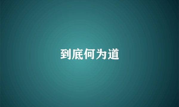 到底何为道