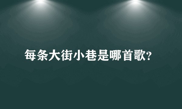 每条大街小巷是哪首歌？