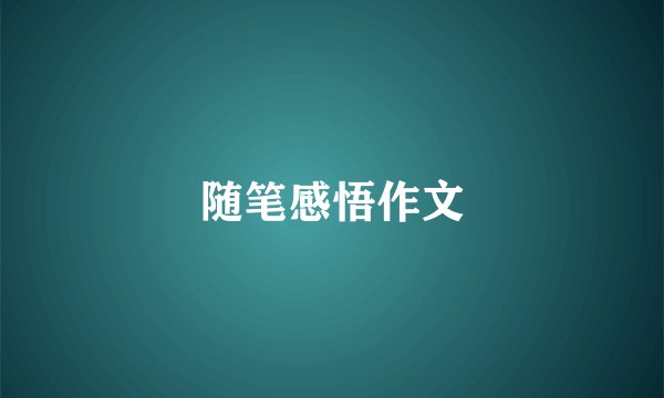 随笔感悟作文