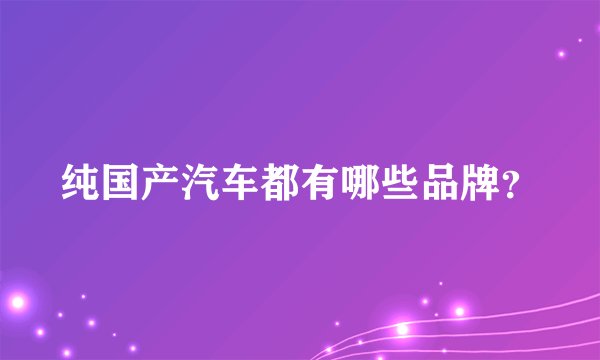 纯国产汽车都有哪些品牌？