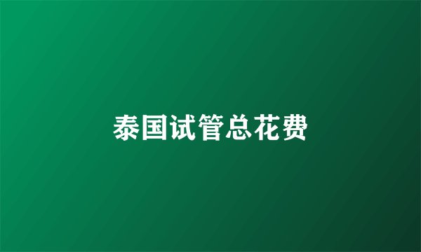泰国试管总花费