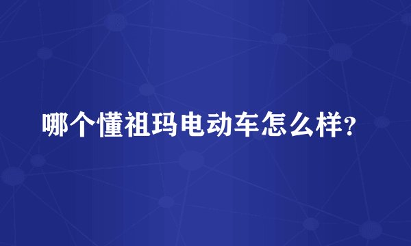 哪个懂祖玛电动车怎么样？
