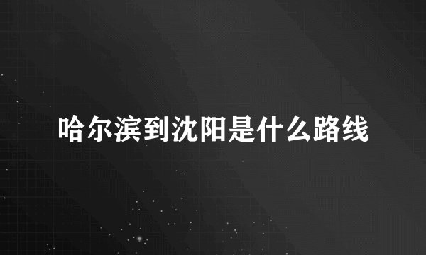 哈尔滨到沈阳是什么路线