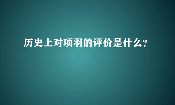 历史上对项羽的评价是什么？