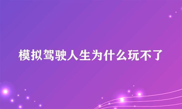模拟驾驶人生为什么玩不了