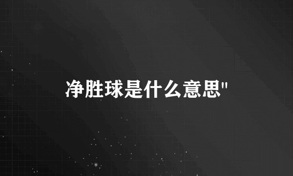 净胜球是什么意思