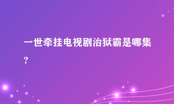 一世牵挂电视剧治狱霸是哪集？