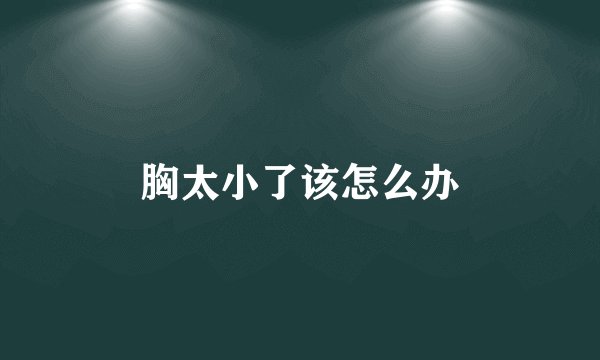 胸太小了该怎么办