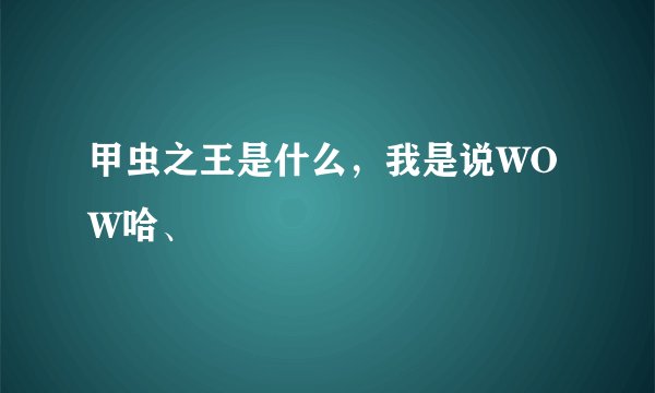 甲虫之王是什么，我是说WOW哈、