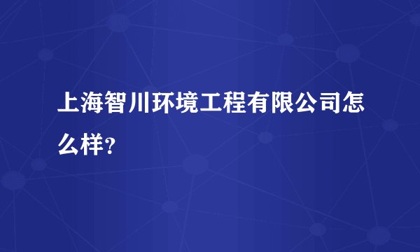 上海智川环境工程有限公司怎么样?