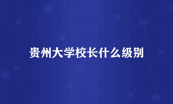 贵州大学校长什么级别