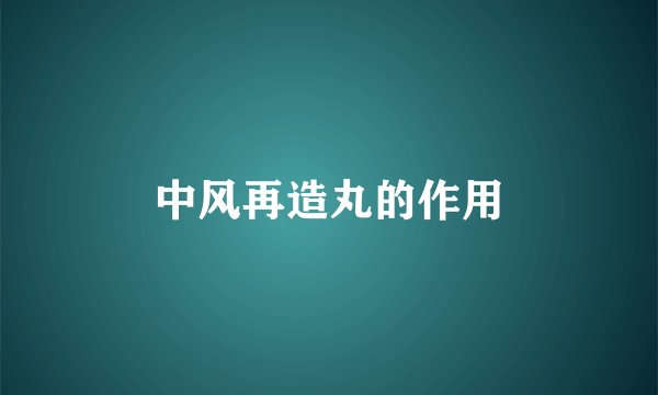 中风再造丸的作用