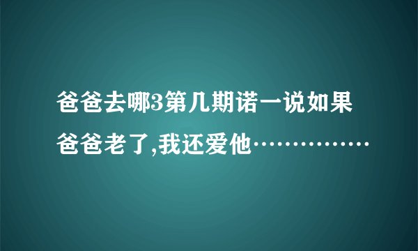 爸爸去哪3第几期诺一说如果爸爸老了,我还爱他……………