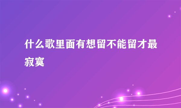 什么歌里面有想留不能留才最寂寞